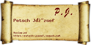 Petsch József névjegykártya